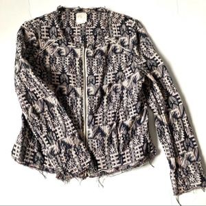 Anthropologie HEI HEI Rough Hem Aztec Print Jacket